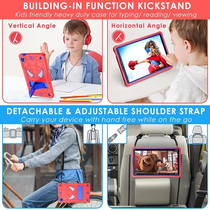 DETUOSI Case for Samsung Galaxy Tab A9 8.7 2023 Tablet (SM-X110/X115/X117) with Shoulder Strap3-Layers Hybrid Heavy Duty Full-Body Shockproof4-Angles Viewing Protective Cover