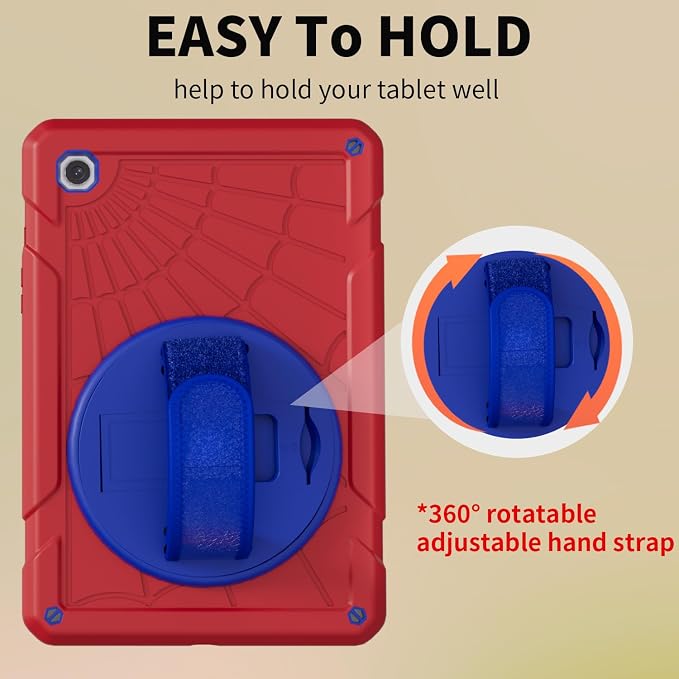 Case for Samsung Galaxy Tab A8 10.5'' Sturdy Heavy Duty Full-Body Shockproof Protective Case 360° Rotating Stand Hand/Shoulder Strap (Black+Blue)
