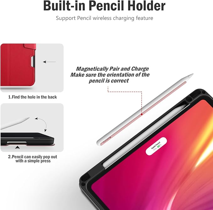 Antbox Case for iPad Pro 11 inch 4th/3rd/2nd/1st Generation Black | Vegan Leather with Pencil Holder Auto Sleep/Wake Function iPad Pro 11 Cover