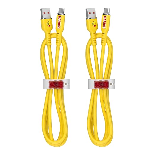 Haribo USB C to USB A Cable (2 Pack 4.9ft) Fast Charging Soft Silicone USB 2.0 Gummy Bear Style Charging Cords for iPhone 15/16 Samsung Galaxy Pixel iPad Motorola