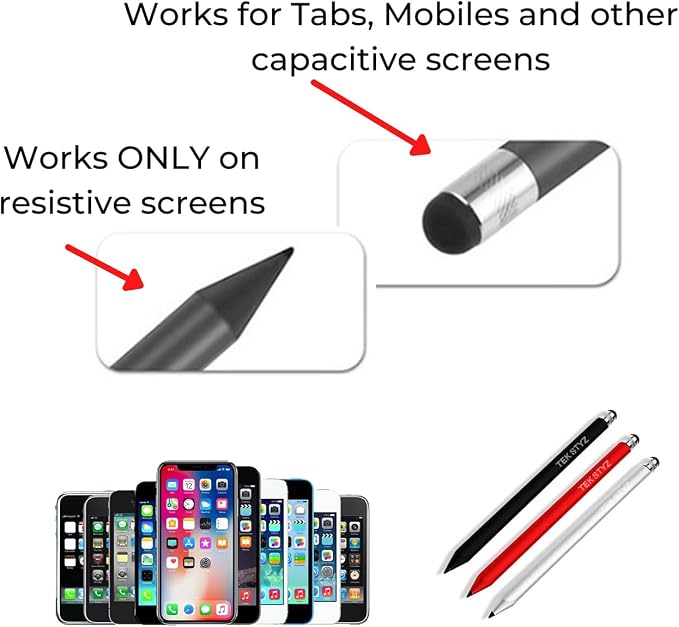 Pro Capacitive Resistive Stylus Universal 2 in 1 Compatible with Sonim XP8 High Sensitivity &amp Precision Full Size 15 Pack! (Black Silver RED)
