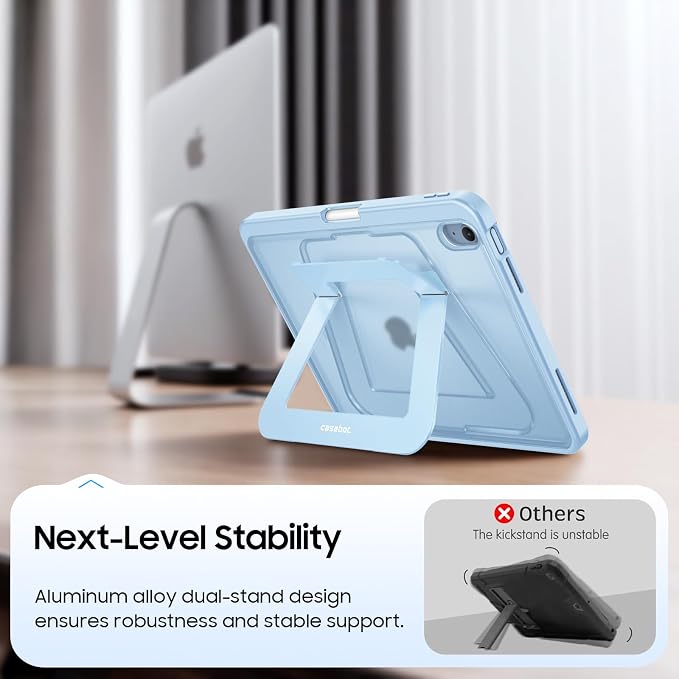 Fintie Shockproof Case for iPad (A16) 11th Gen 11-in iPad 10th Gen 10.9 | Slim Frosted Hard Back Cover Multi-Angle Viewing Built-in Kickstand &amp Pencil Holder Anti-Scratch Black