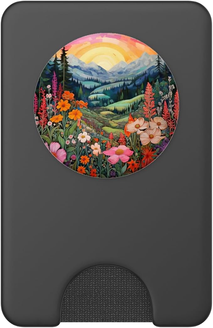 Mountains Landscape With Trees And Flowers Floral Nature PopSockets Adhesive PopGrip
