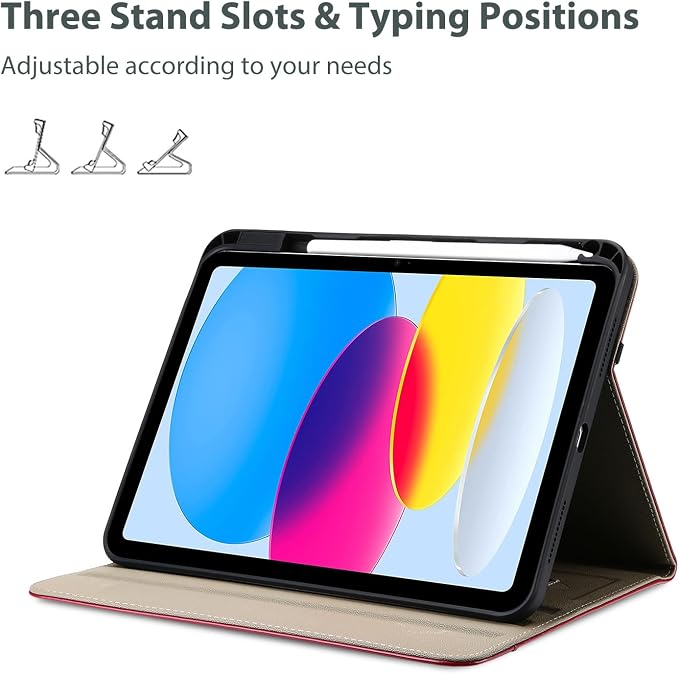 ProCase for iPad A16 11th Generation 11” 2025/iPad 10th Generation 10.9” 2022 with Pencil Holder iPad 11/10 PU Leather Case Business Stand Cover Smart Folio with Hand Strap Front Pocket -Berrypurple