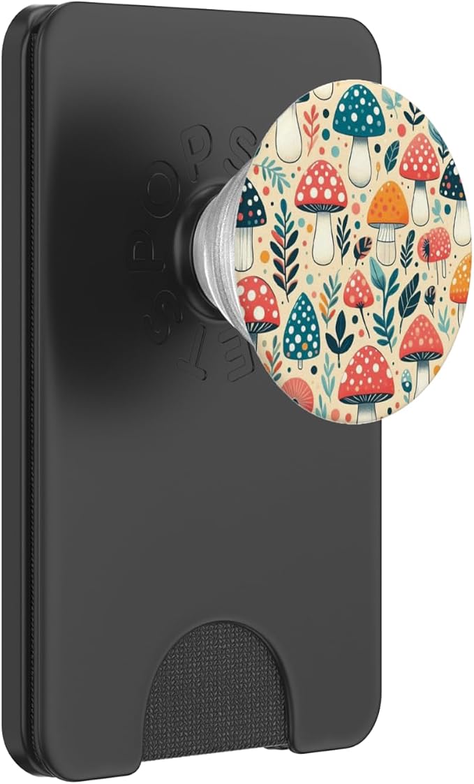 Beige Colorful Mushroom Pattern PopSockets PopGrip for MagSafe