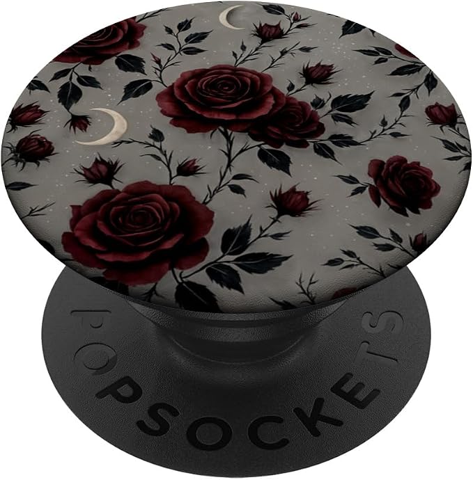 Dark Red Rose Floral Pattern PopSockets Adhesive PopGrip