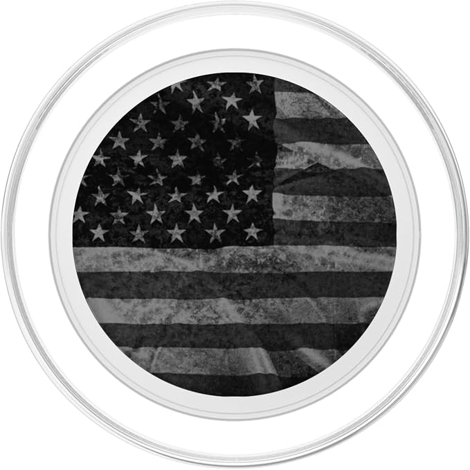 Matte Distressed Black American Flag Gray Vintage US Flag PopSockets Adhesive PopGrip