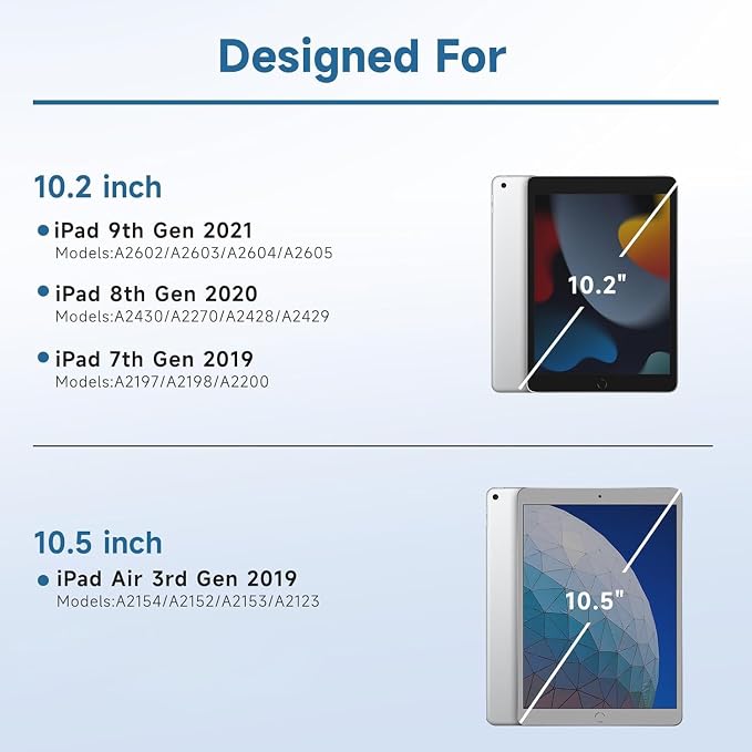 BLUTLOTUS Keyboard case for iPad 9th/8th/7th Generation 10.2 Inch - Backlit Wireless Detachable Folio Keyboard Cover with Pencil Holder for iPad 9th/8th/7th Gen Air 3rd Generation 10.5 Inch