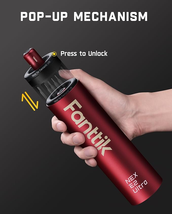 Fanttik E2 Ultra Mini Electric Screwdriver, Cordless Screwdriver, Max 0.6N.m, 50 Magnetic Bits, 5/32'' Hex, Magnetic Storage, Repair Tool for Electronics, Camera, Laptop, and PC Build (Red)
