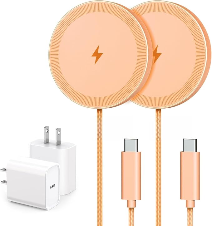 6FT Magnetic Wireless Charger Charging Pad - 15W Fast Mag-Safe Phone Charger for Apple iPhone 17 16 15 14 13 12 Series &amp AirPods 4 3 2 Pro Phone Charging Pad with Plug for Desk &amp Travel 1Pac