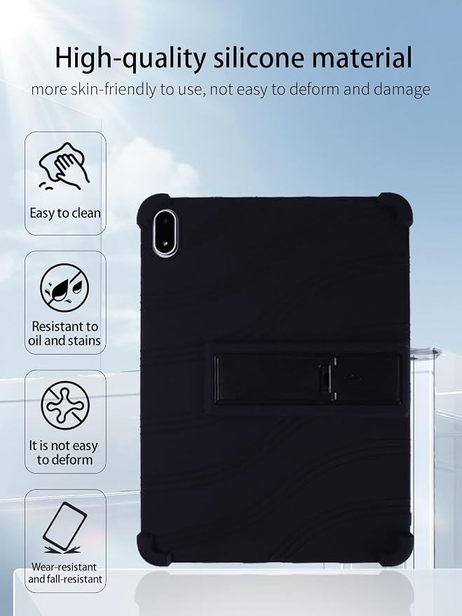 for OnePlus Pad 3 Android 15 Tablet13.2 inch Tablets CaseSoft Silicone Adjustable Stand Cover Lightweight Kids FriendlyBlack.