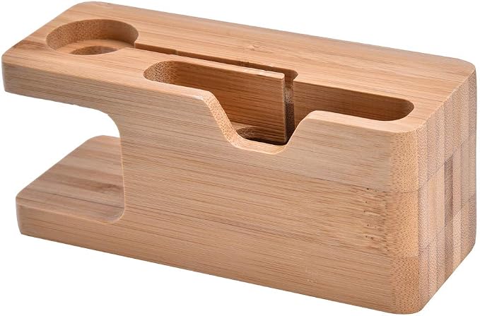Bamboo Cell phone Charging Station Dock Wood Charging Station Wooden Phone Stand for &amp
