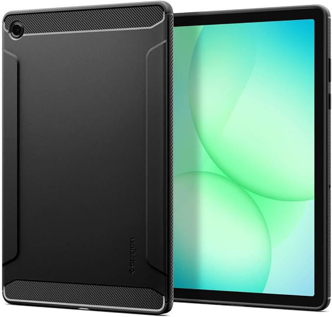 Spigen for Galaxy Tab A11+ Plus Case (2025) Rugged Armor Slim Protective Case with Carbon Fiber Design and Air Cushion Technology Matte Black