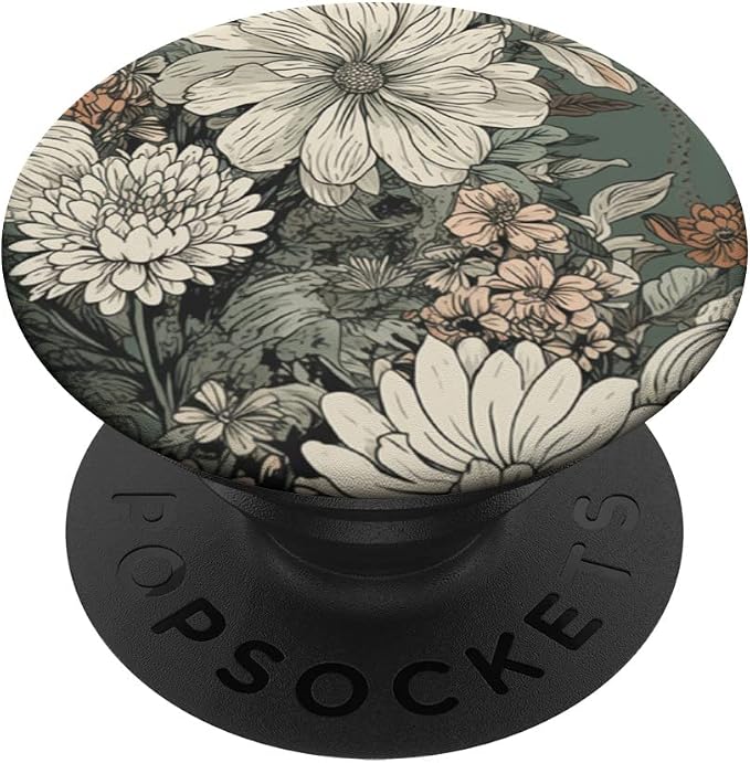 Flower Bouquet Floral Pattern Sage Green with Wildflowers PopSockets Adhesive PopGrip