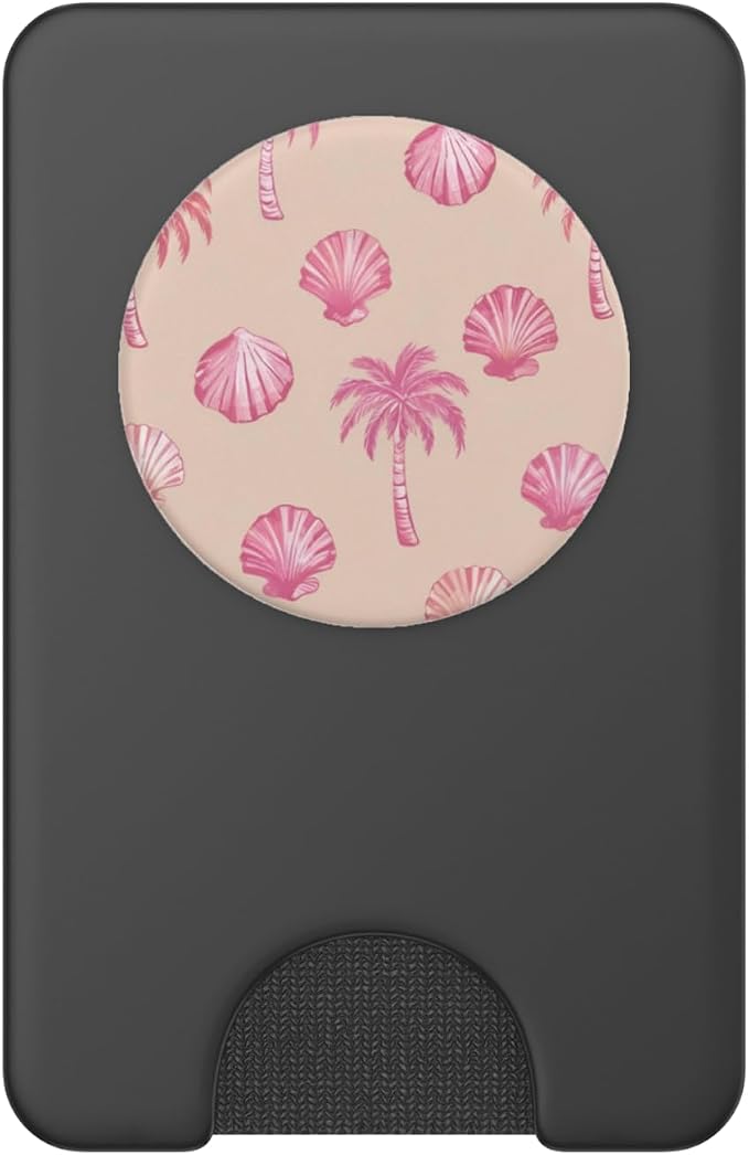 Pink Tropical Palm Shell Pattern PopSockets PopWallet for MagSafe