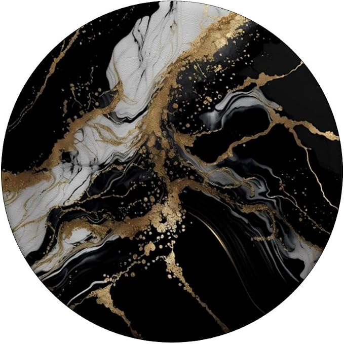 Marble-like Black and White and Gold Colors Pattern PopSockets Adhesive PopGrip