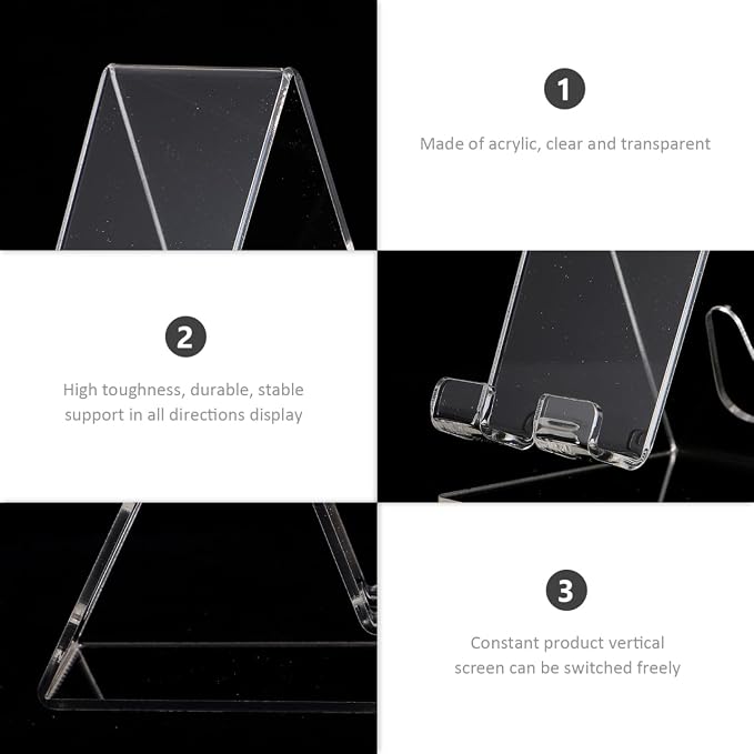 ARTIBETTER 4 Pack Acrylic Cellphone Stand Clear Phone Holder for Desk Universal Cellphone Dock for Home Office or Store Display