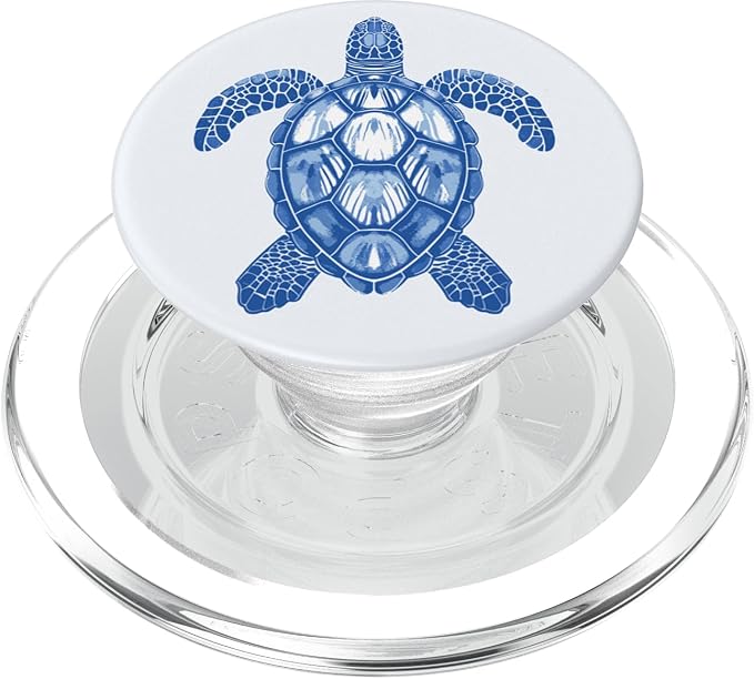 Sea Turtle Pattern Design in Blues and Whites A Sea Turtle PopSockets Adhesive PopGrip