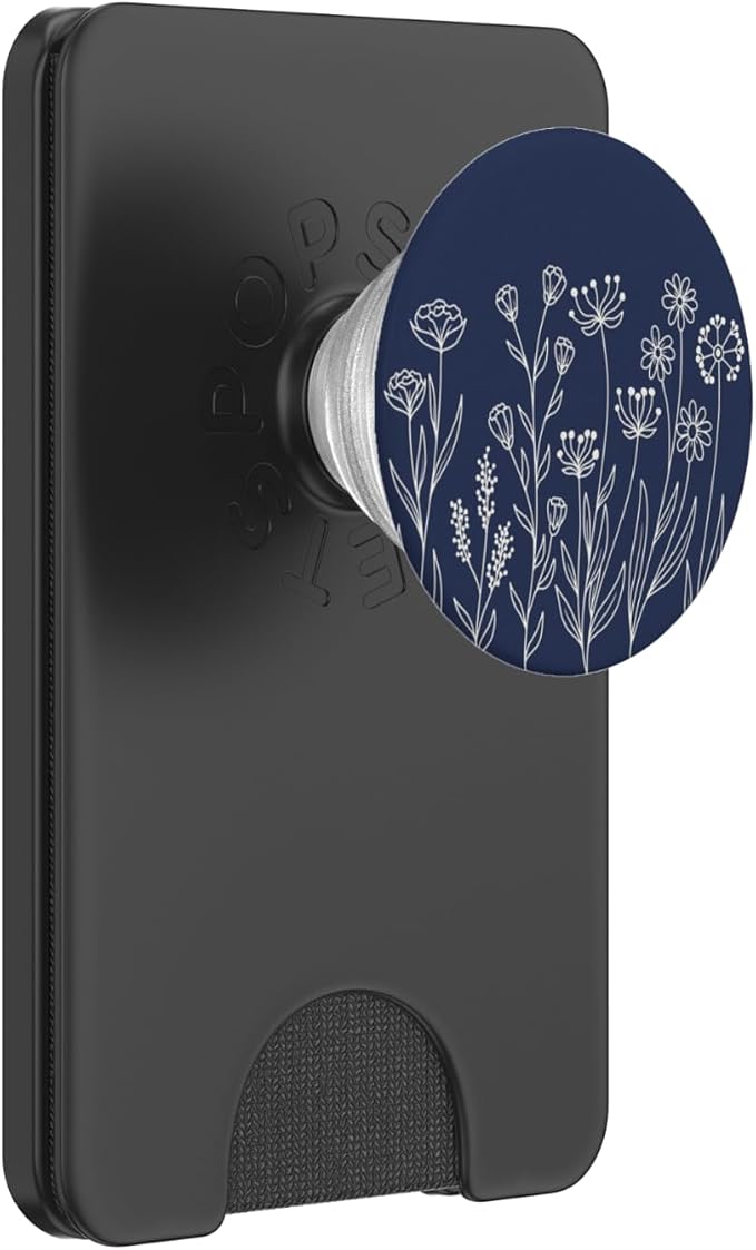 Navy Blue Aesthetic Cute Wildflowers Women Floral Daisy PopSockets Adhesive PopGrip