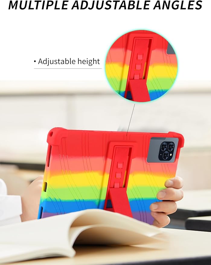 Case for KINGRID T90 11 inch Android 16 TabletWUNIAK Shock Proof Lightweight Stand Rubber Shell Protective CoverKids Friendly Soft Silicone Adjustable Stand CoverBlack