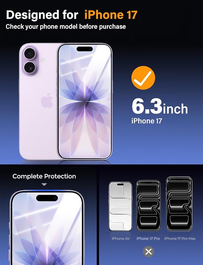 X-level 2 Pack for iPhone 17 Screen Protector with Alignment Frame Anti-Scratch Case FriendlyEasy InstallationTempered Glass Transparent HD for iPhone 17 6.3 Clear Film