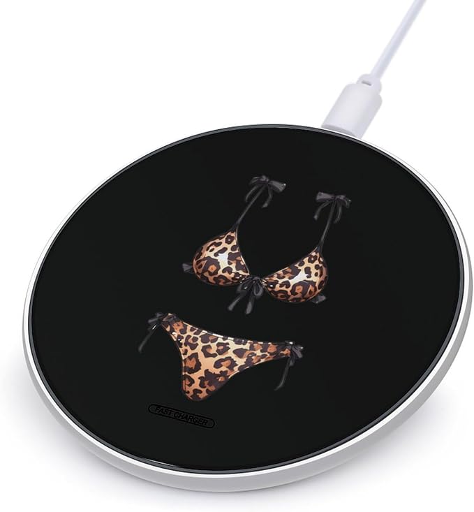 Leopard Graphic Wireless Charger SlimWireless Charging Pad Anti-Slip Charger Mat for Men Women