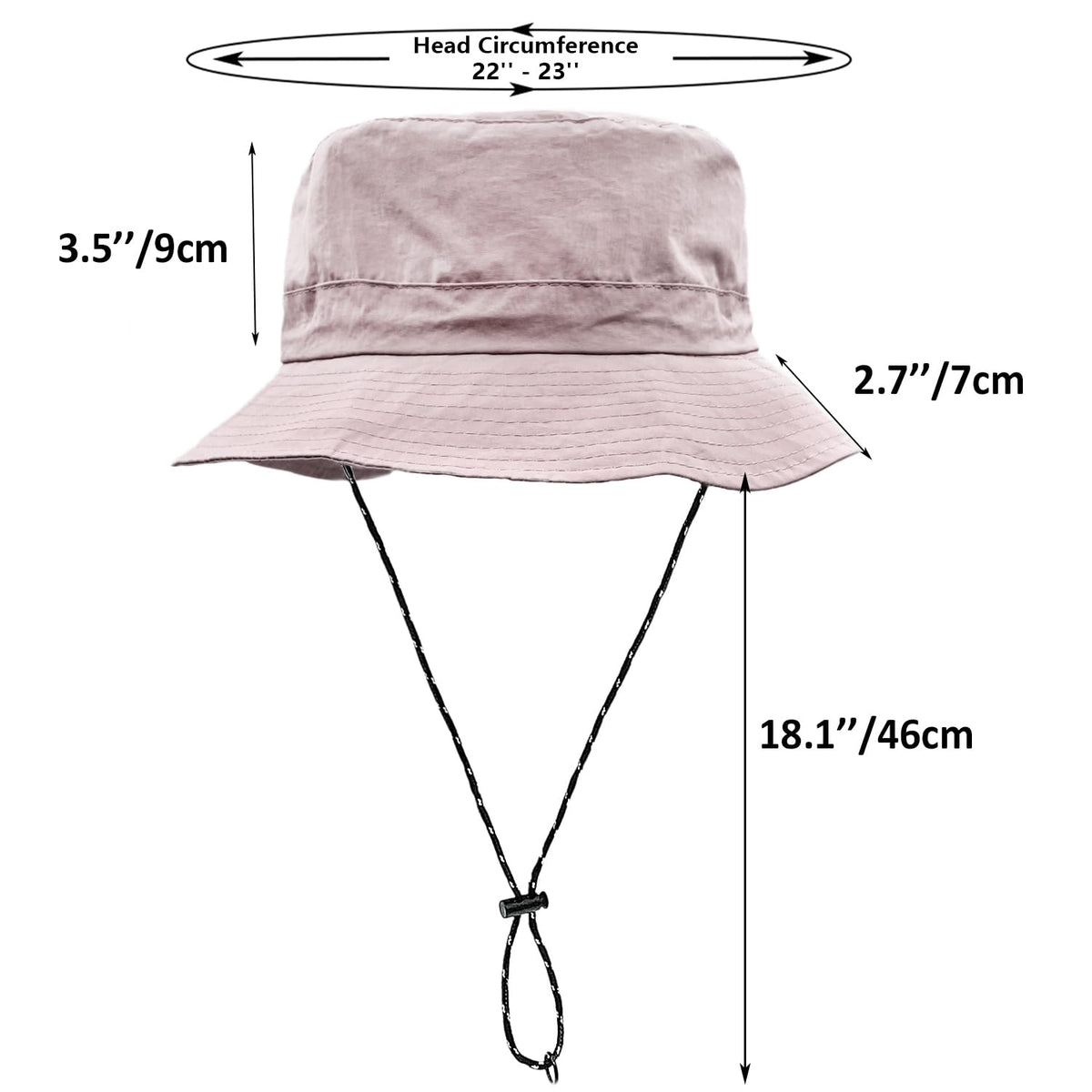woogwin Waterproof Bucket Rain Hat with Chin Strap Quick Dry Packable Boonie Sun Hat Safari Hat UV Protection(Light Pink)