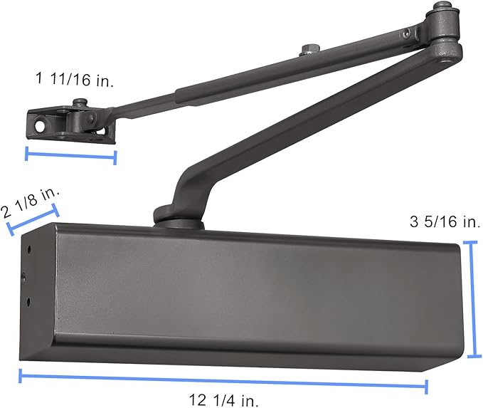 Lawrence Heavy Duty Door Closer Commercial Grade 1 - Adjustable 6-Speed Delayed-Action Door Control with 3 Pistons – Flexible Installation with Included Hardware - Embassy Series LH816