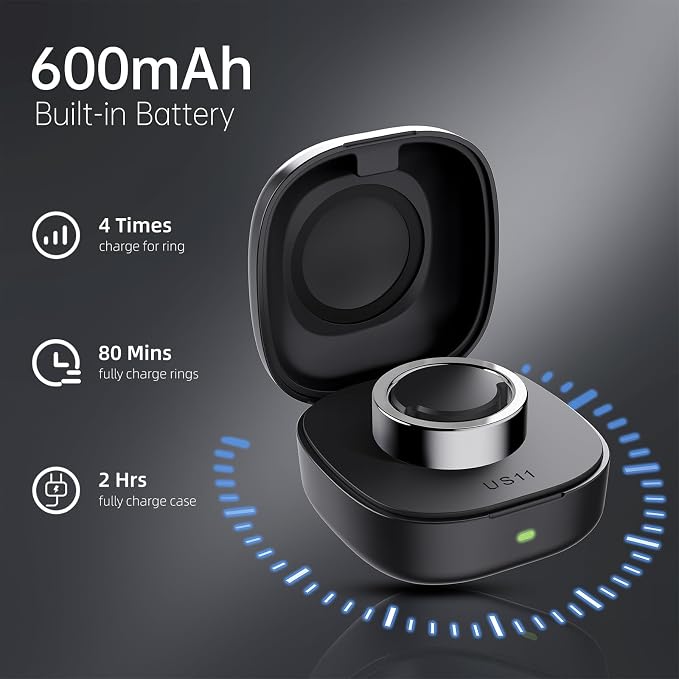 Compatible with Ou-ra Ring Gen3 - Smart Ring Wireless Charger Size 11 600mAh Portable Travel Charging Dock