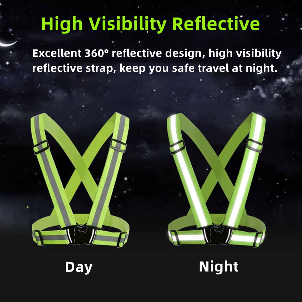 YUNLOVXEE Reflective Strap Safety Vest Gear - 2-10 Pack Adjustable High Visible Reflective Running Gear for Women Men Night (Red x10)