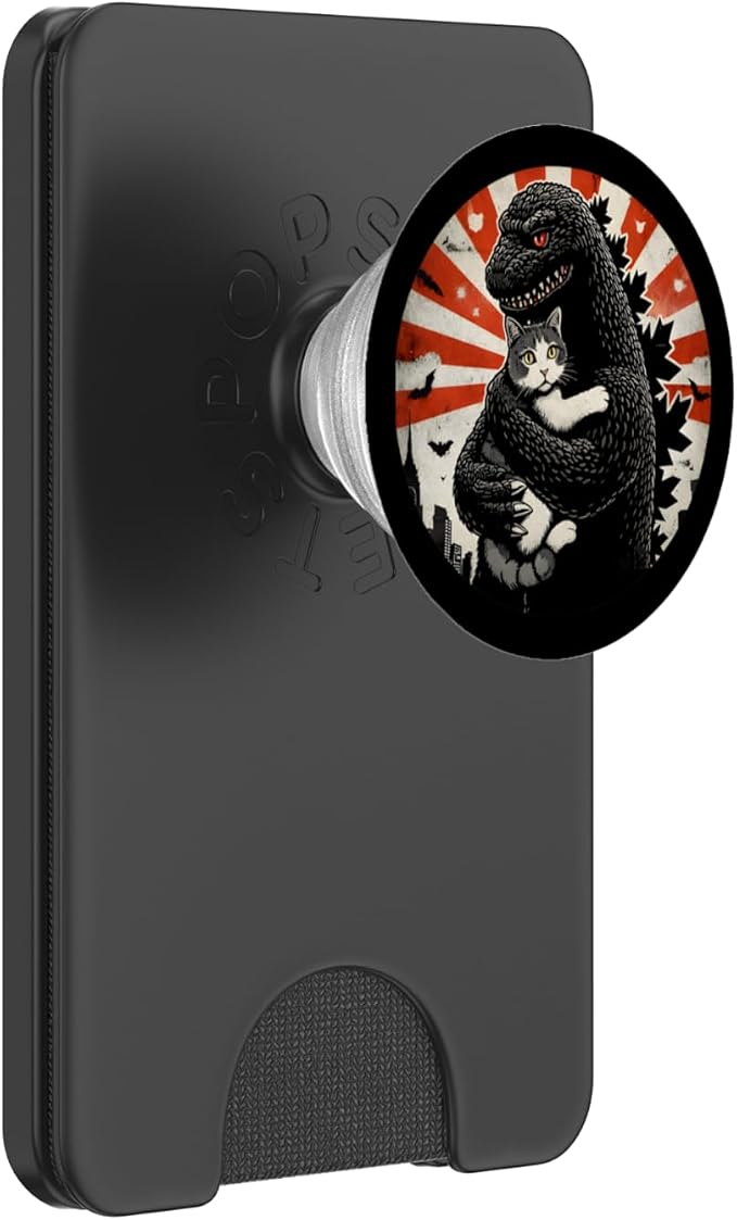 Black Red Monster Cat PopSockets PopWallet for MagSafe