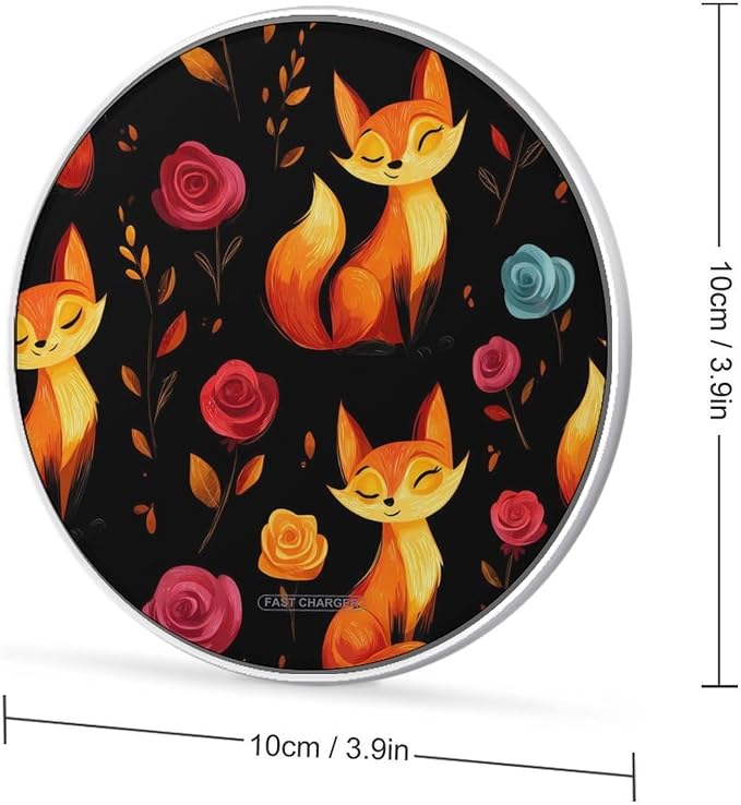 Cute Foxes Rose Wireless Charger Portable Charging Pad | LightweightAll Smartphone