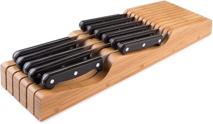 Bellemain 100% Pure Bamboo Knife Drawer Organizer, Knife Block - 16 Slots