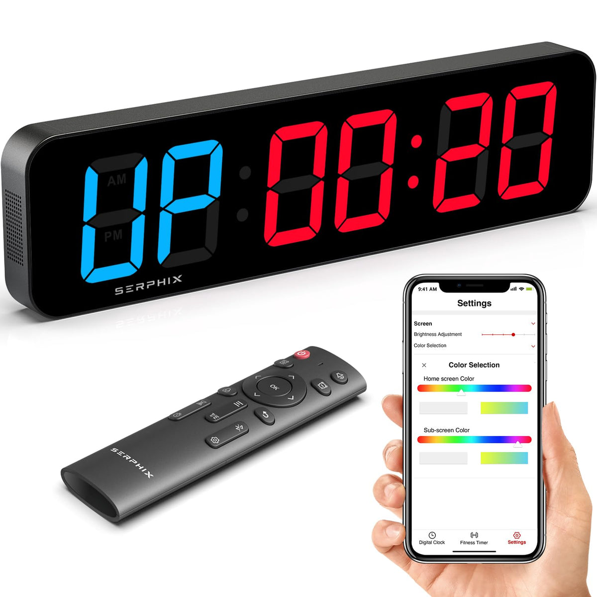 15.2" Gym Timer, App & Remote Control, Gym Clock for Home Garage Outdoor