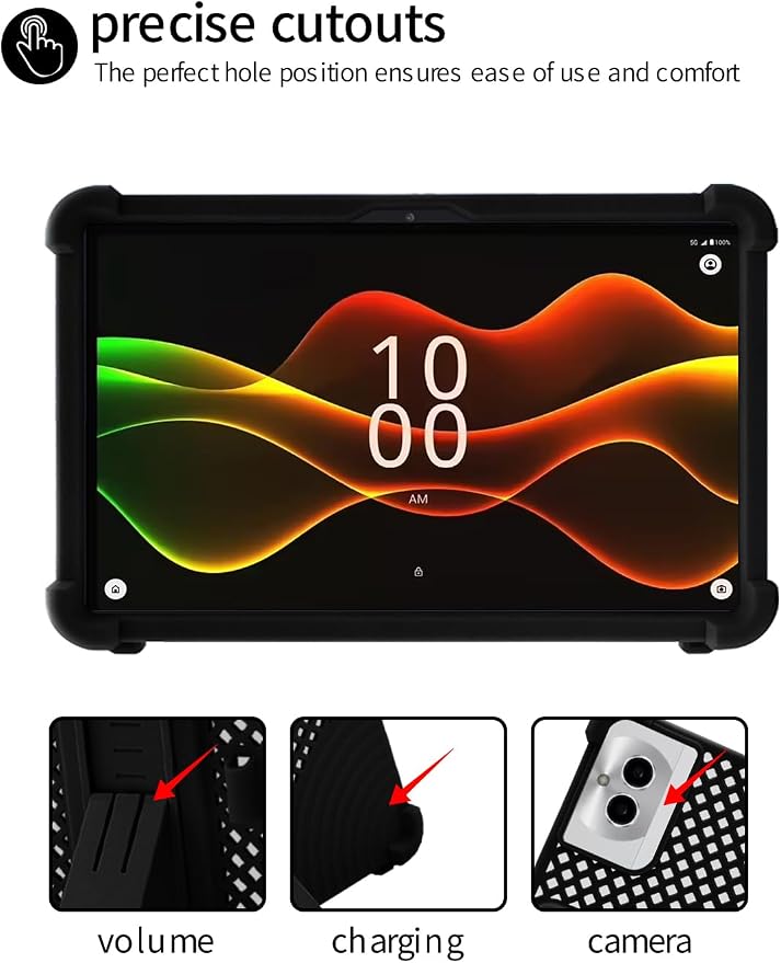 for Boost Celero 5G Tab 11 Inch Android Tablet CaseBOVUGAC Soft Silicone with Capacitive PenHeat Dissipation DesignAdjustable StandShockproofKids Friendly(Black)