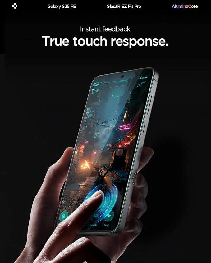 Spigen GlasTR EZ FIT Screen Protector for Galaxy A56 5G / S24 FE / M56 5G | 9H Hardness Tempered Glass Easy Installation Kit Case-Friendly Crystal Clear Touch Responsive Oleophobic Coating