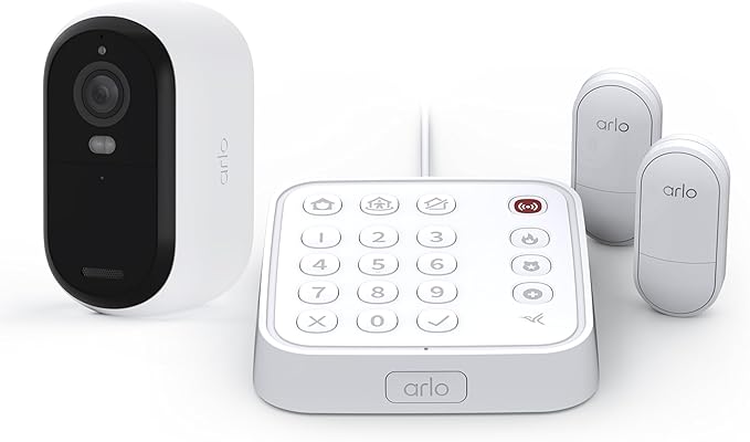 Home Security System - Wired Keypad Sensor Hub, (2) 8-in-1 Sensors, 24/7 Professional Monitoring + Outdoor 2K (1 Cam) + Bundle - No Contract Required, Alarm System for Home Security