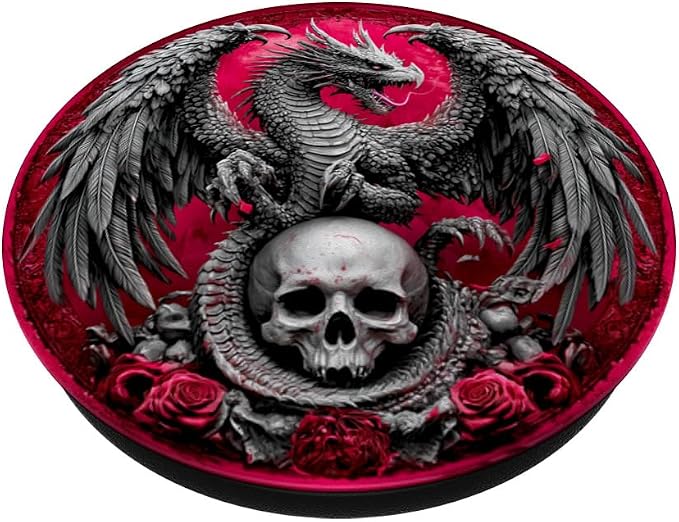 Gothic Dragon on Skull Fantasy PopSockets PopGrip for MagSafe