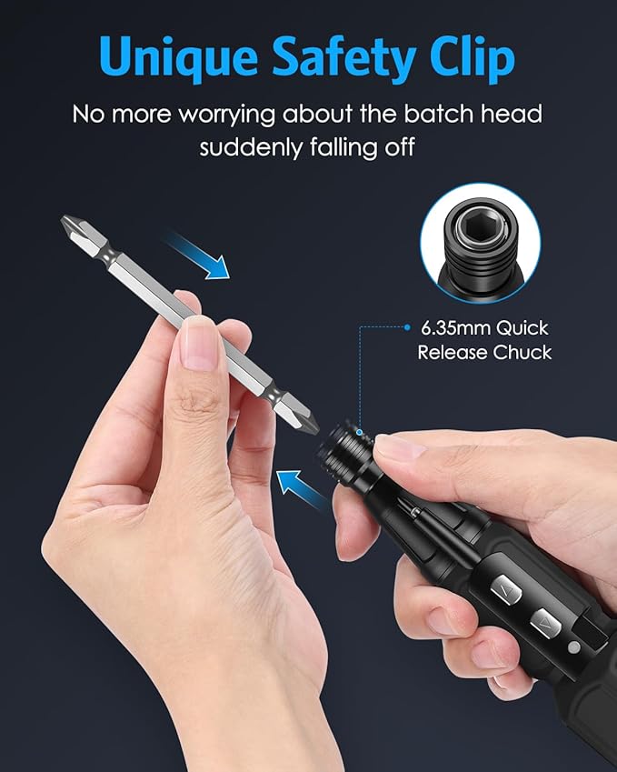 AMIR Electric Screwdriver Cordless, Rechargeable Power Screwdrivers Set, Portable Automatic Home Repair Tool Kit with LED Lights and USB Cable