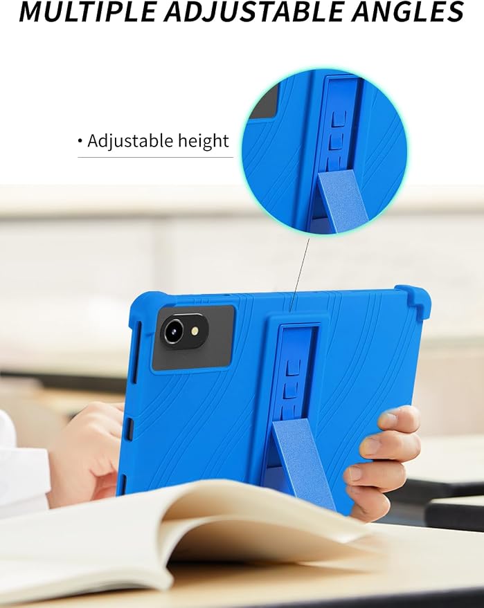 Case for ApoloMedia EP1095T 11 Tablet 2025 Android 15，WUNIAK Shock Proof Lightweight Stand Rubber Shell Protective CoverKids Friendly Soft Silicone Adjustable Stand CoverBlack