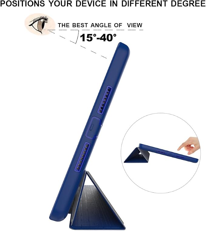 DUNNO Case Compatible with iPad 6th/5th Generation 9.7-Inch 2017/2018 Three Layer Heavy Duty Full Protection Case with [Auto Sleep/Wake] Stand Design for iPad 5/6 Generation (Black+Blue)
