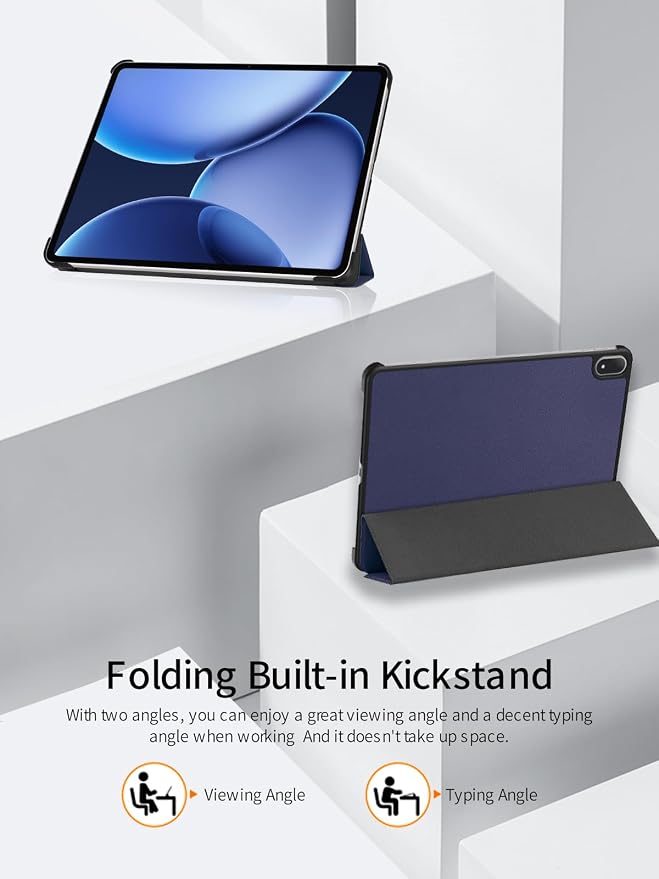 for OnePlus Pad 3 2025 13.2 Inch Android Tablet CaseBOVUGAC Folding Stand Protective Cover with Pencil Holder and Wrist StrapFull Protection Premium PUScratch Resistant(Black)