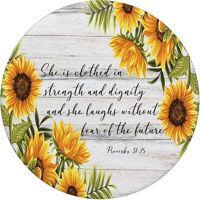 Proverbs 31 25 Christian Bible Verse Sunflower Scripture PopSockets Swappable PopGrip