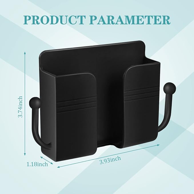 Jetec 6 Pcs Wall Mount Phone Holder Self-Adhesive Wall Beside Organizer Storage Box Plastic Charging Phone Stand Remote Brackets Holder for Bedroom (Black)