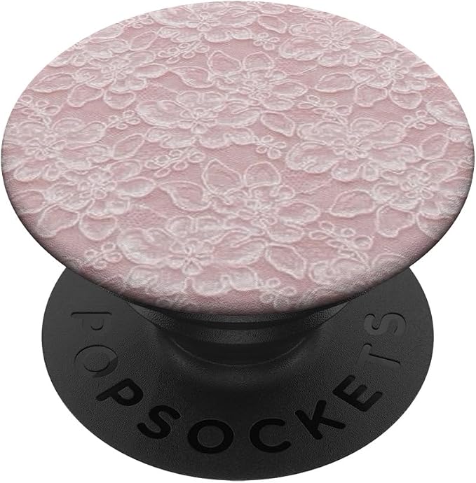Pink White Floral Lace Pattern PopSockets PopWallet for MagSafe
