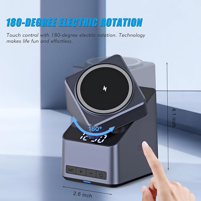 4-in-1 Charging Station Compatible with Magsafe, 15W Fast Wireless Charger Stand with LED Clock, Adjustable Metel Phone Stand for iPhone 16/15/14/13/12 Series, Apple Watch, AirPods