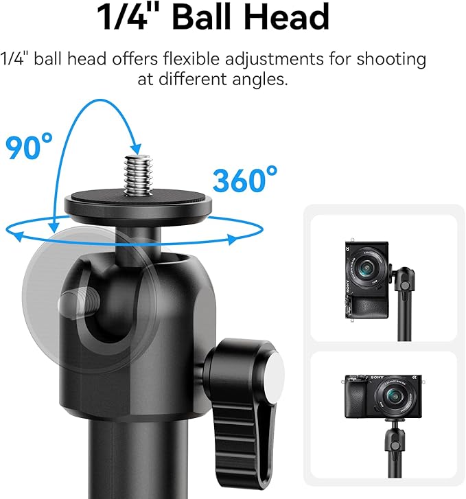 ULANZI ZJ04 Magic Arm Camera Wall Mount Overhead Mount, 70cm/27.6inch Aluminum Adjustable Articulating Arm w 1/4" Ball Head for Cameras DSLR Lights Mount for Live Streaming/Photo Video Shooting