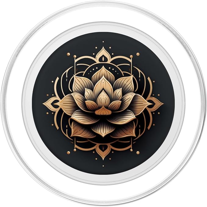 Black and Gold Lotus Flower PopSockets Adhesive PopGrip