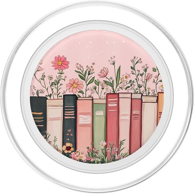 Pink Book Theme Floral Girly Book Lover Flowers PopSockets PopWallet for MagSafe