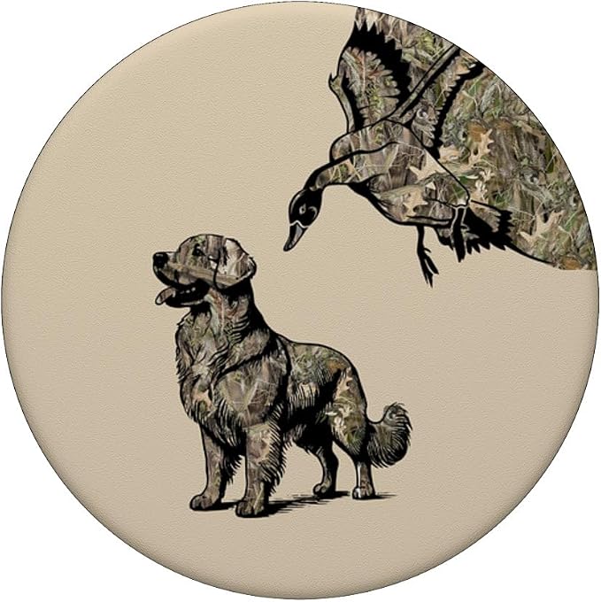 Aesthetic Waterfowl Hunting Camo Duck Hunters with Dog PopSockets Adhesive PopGrip